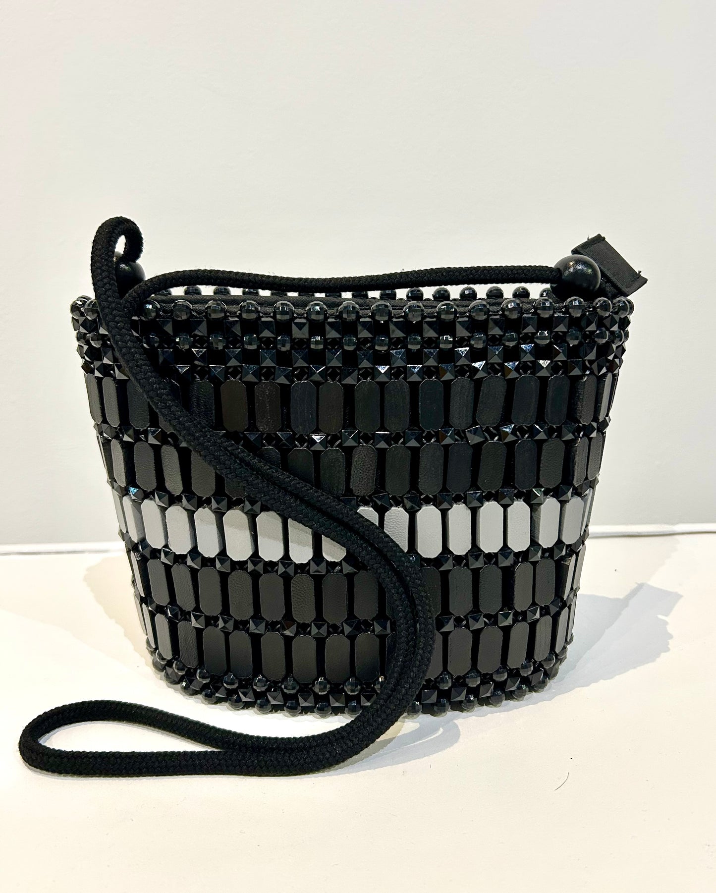 Small wood bead bag