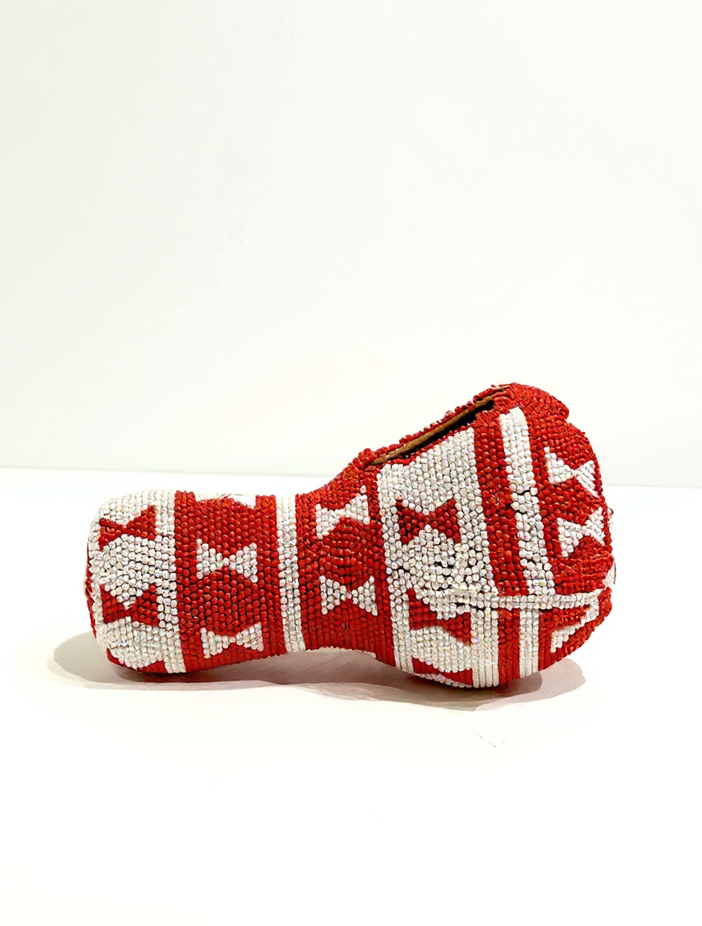 Red & White Beaded Calabash