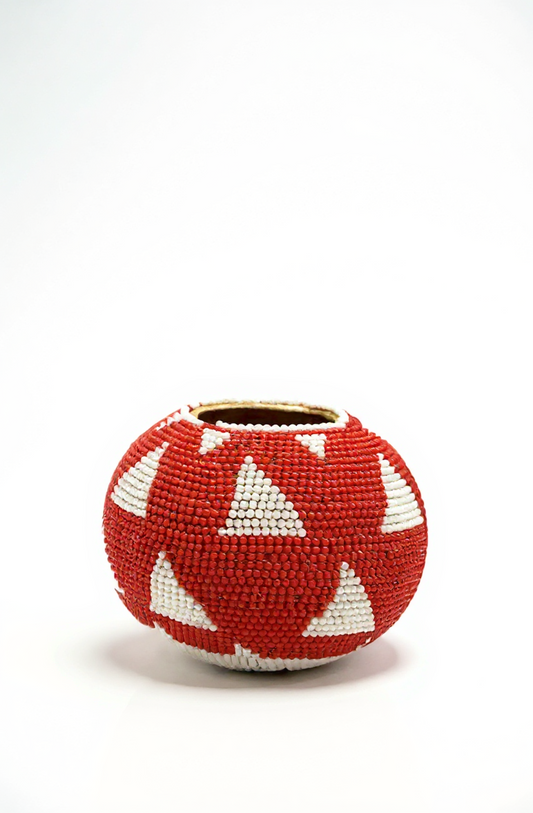 Red & White Beaded Khamba